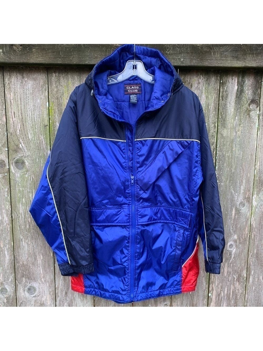 CLASS CLUB insulated quilted hooded zip front jacket fall winter unisex NWOT